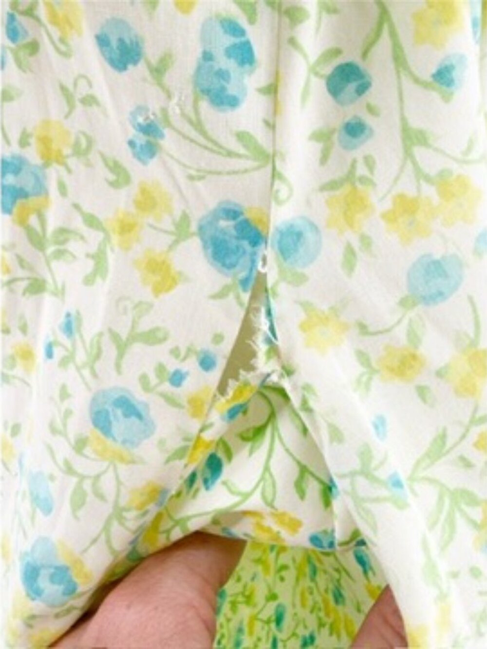 LOUNGEES Pettirobe Vtg Green Blue Floral Pockets MuMu House Dress Loungewear M - Picture 8 of 14